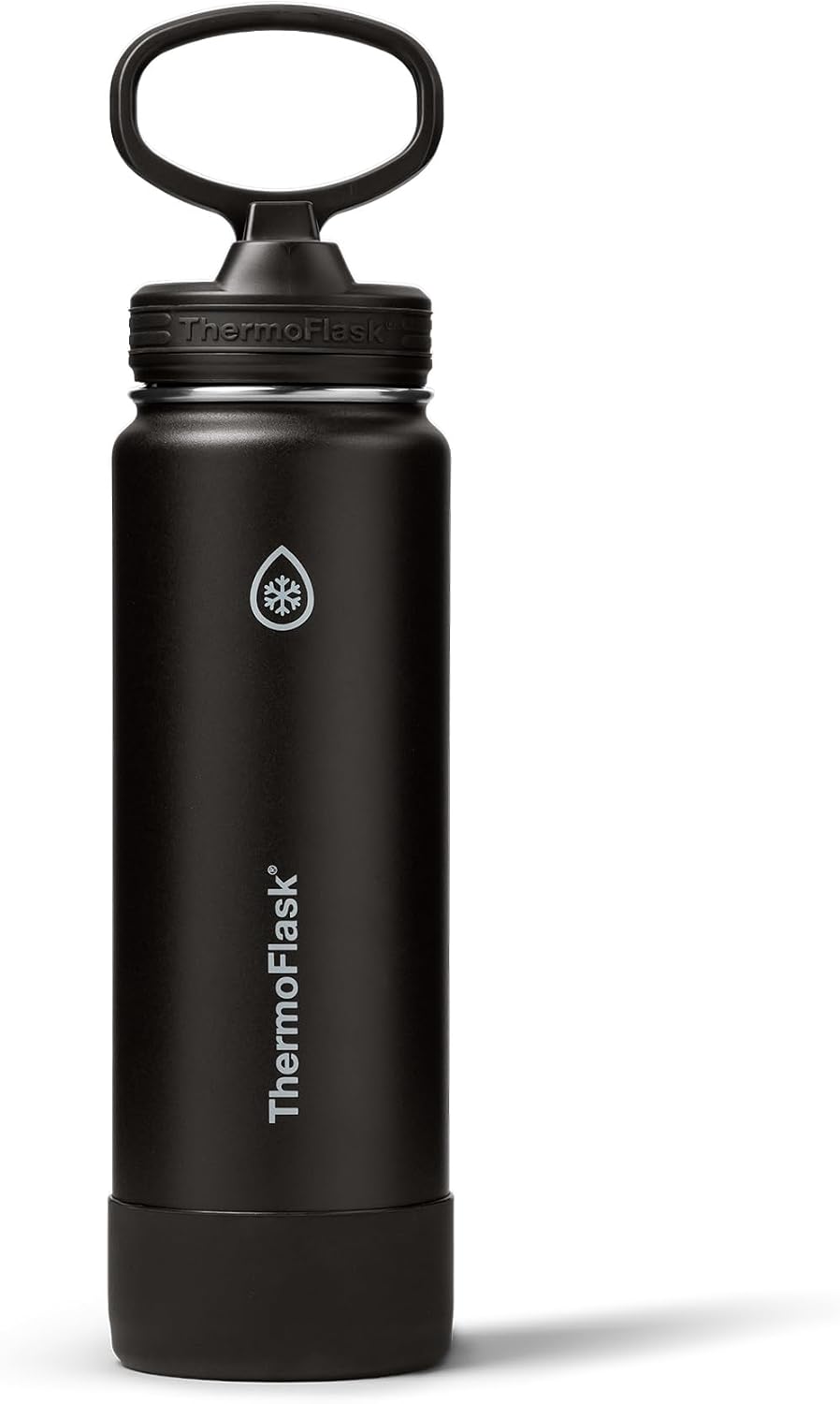 ThermoFlask Insulated Water Bottle with Straw Lid (24 oz, Black) - Leakproof, Stainless Steel Water Bottle for Cold & Hot Drinks, Travel & Daily Hydration