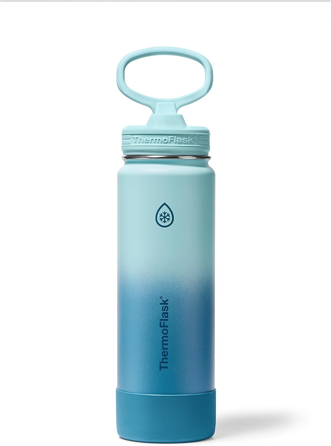ThermoFlask Insulated Water Bottle with Straw Lid (24 oz, Ocean Waves) - Leakproof, Stainless Steel Water Bottle for Cold & Hot Drinks, Travel & Daily Hydration