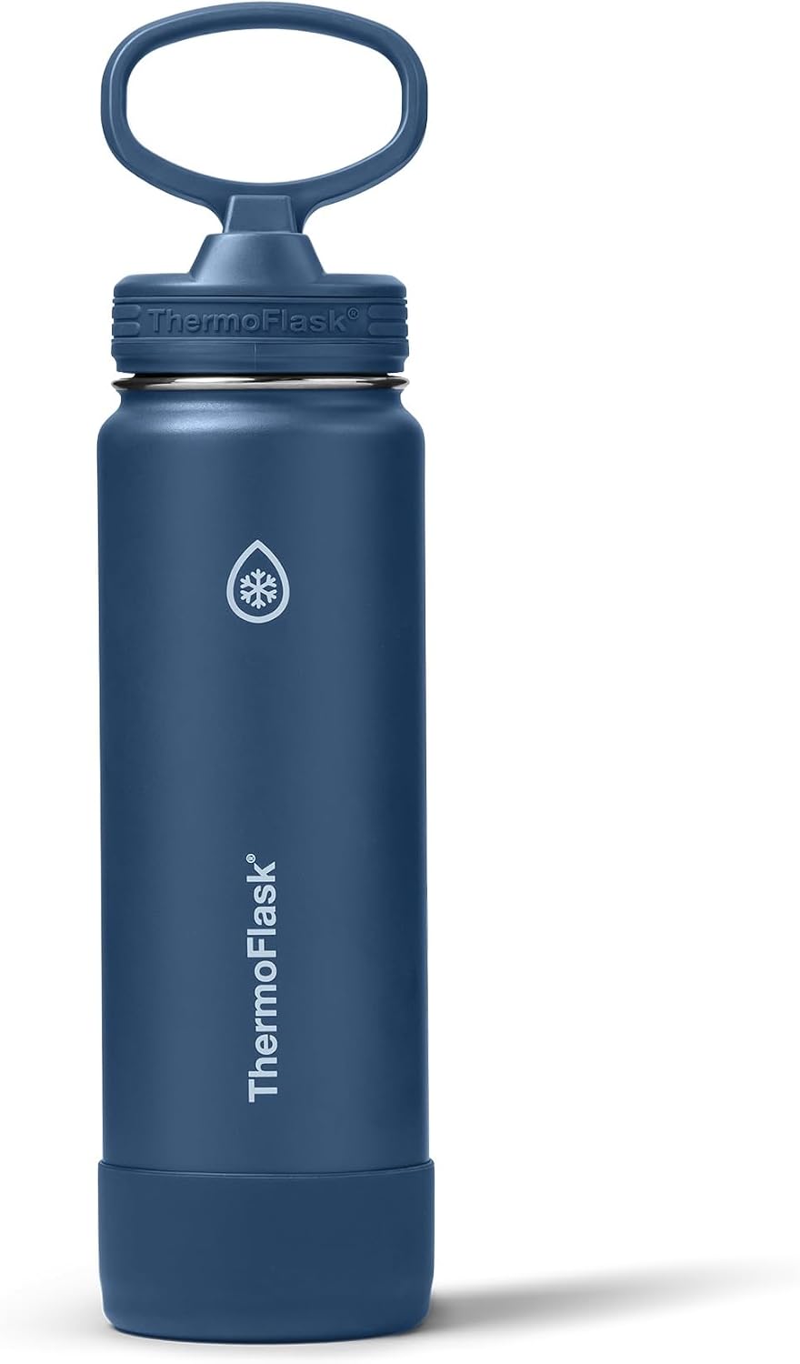 ThermoFlask Insulated Water Bottle with Straw Lid (24 oz, Navy) - Leakproof, Stainless Steel Water Bottle for Cold & Hot Drinks, Travel & Daily Hydration