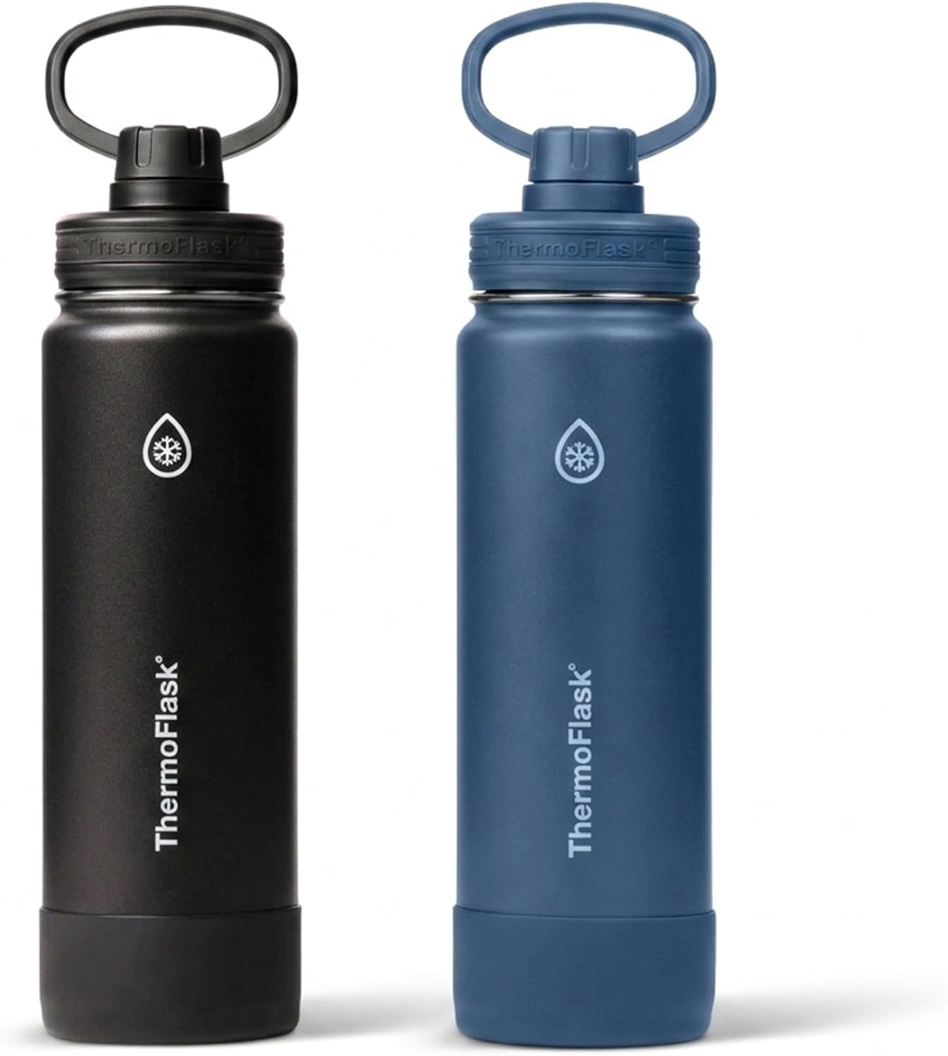 ThermoFlask Insulated Water Bottles, Spout Lid, 2-Pk, 24 oz, Blue/Black Navy Blue / Black