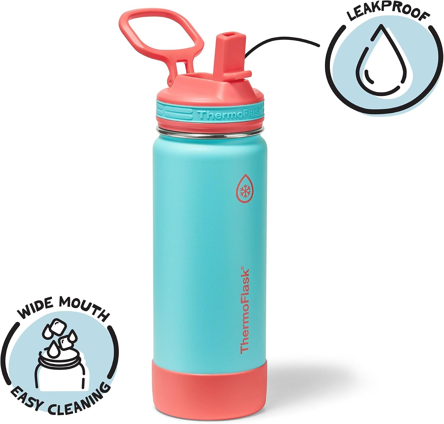 ThermoFlask Kids insulated Water Bottle, Straw Lid, 18 oz, Rocket Blast