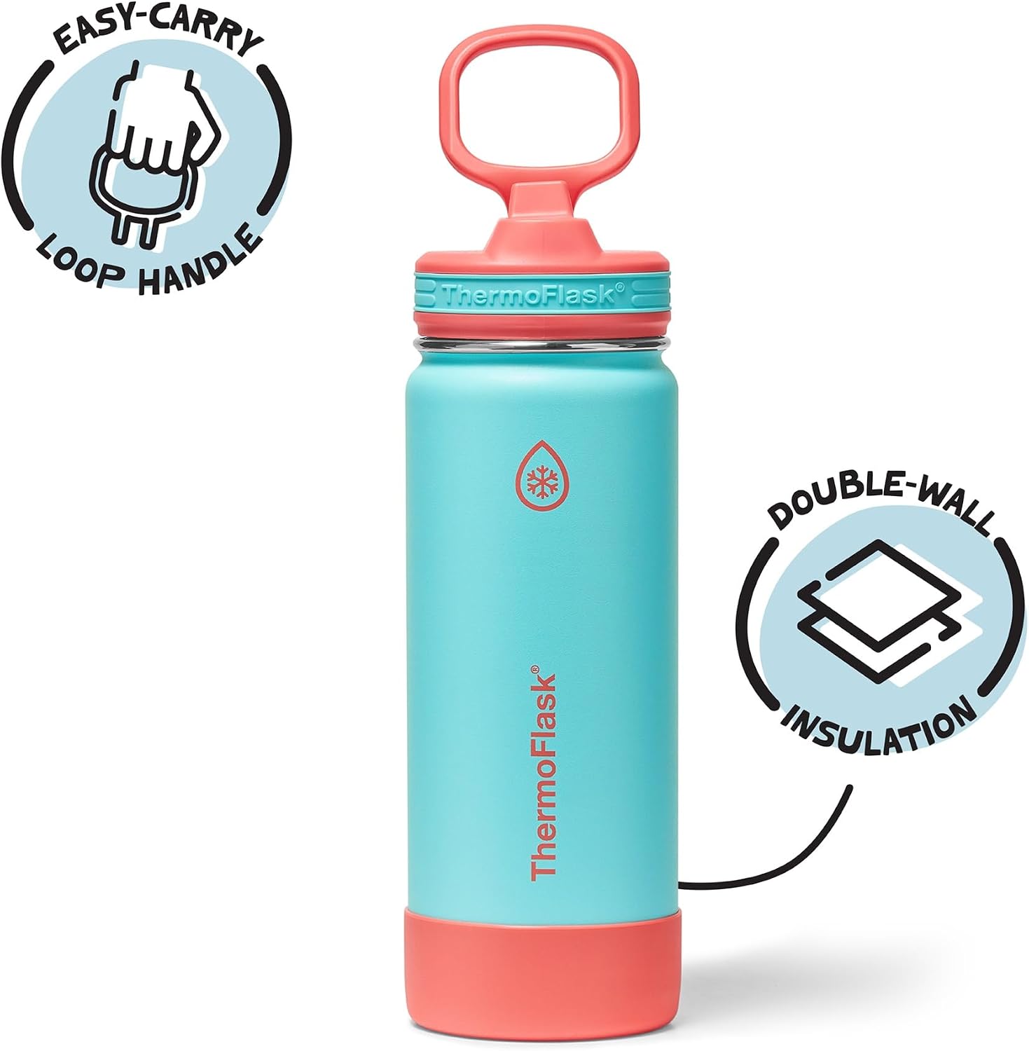 ThermoFlask Kids insulated Water Bottle, Straw Lid, 18 oz, Rocket Blast