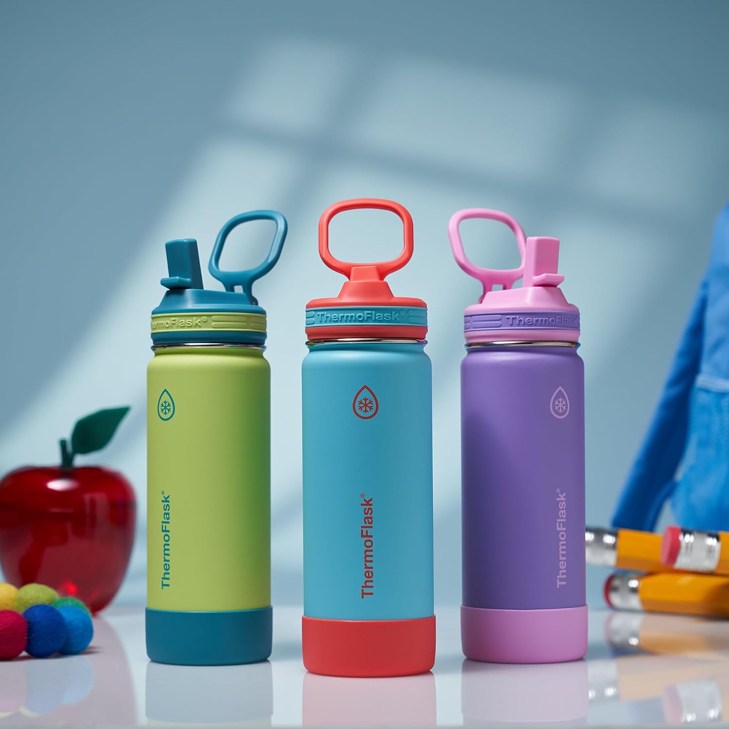 ThermoFlask Kids insulated Water Bottle, Straw Lid, 18 oz, Rocket Blast