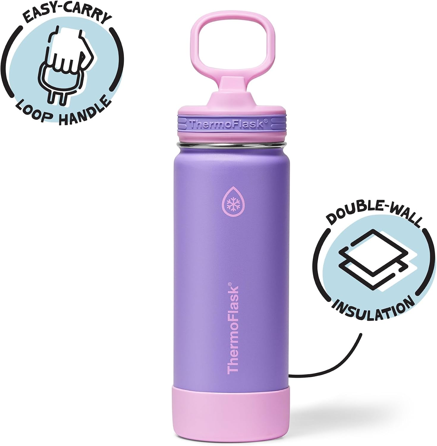 ThermoFlask Kids insulated Water Bottle, Straw Lid, 18 oz, Berry Twist