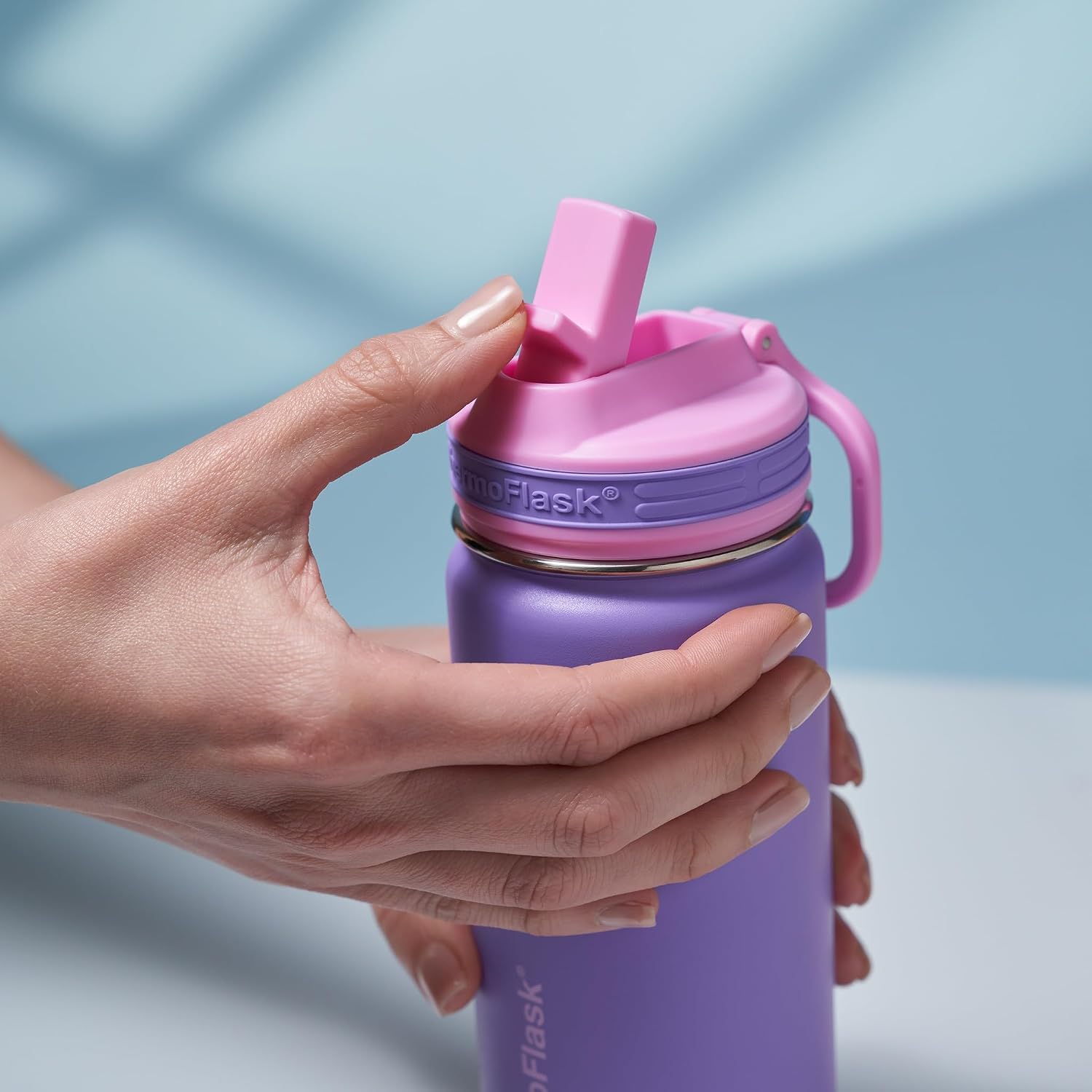 ThermoFlask Kids insulated Water Bottle, Straw Lid, 18 oz, Berry Twist