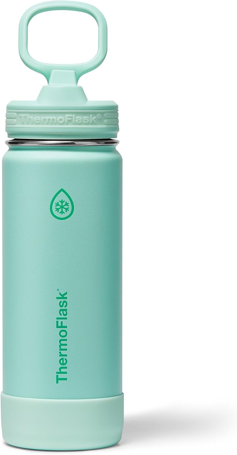 ThermoFlask Kids insulated Water Bottle, Straw Lid, 18 oz, Jelly Mint