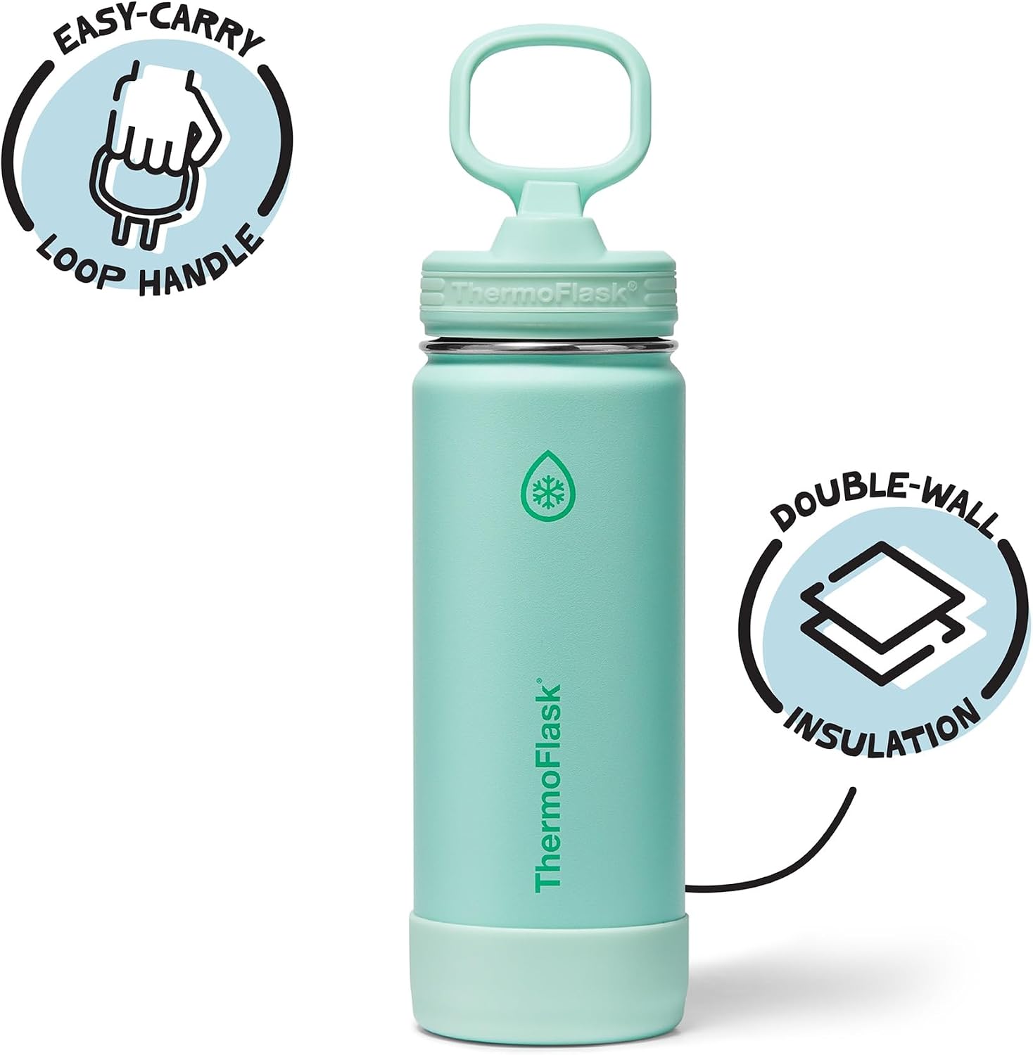 ThermoFlask Kids insulated Water Bottle, Straw Lid, 18 oz, Jelly Mint