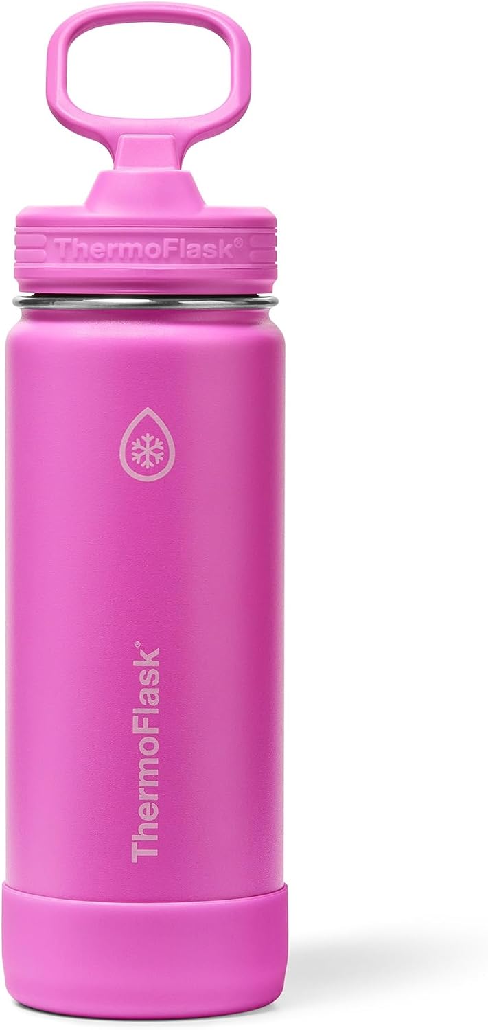 ThermoFlask Kids insulated Water Bottle, Straw Lid, 18 oz, Electric Fuchsia