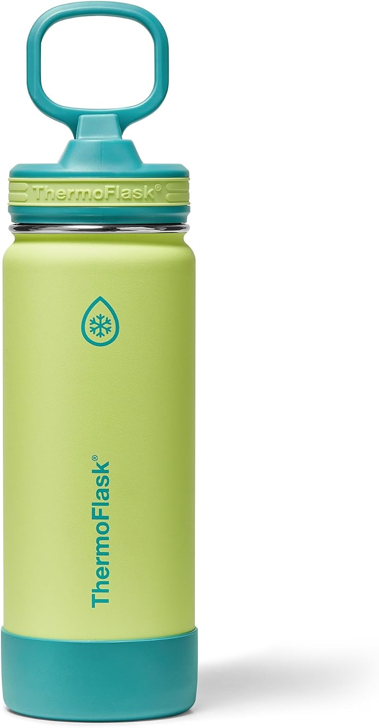 ThermoFlask Kids insulated Water Bottle, Straw Lid, 18 oz, Lime Zest