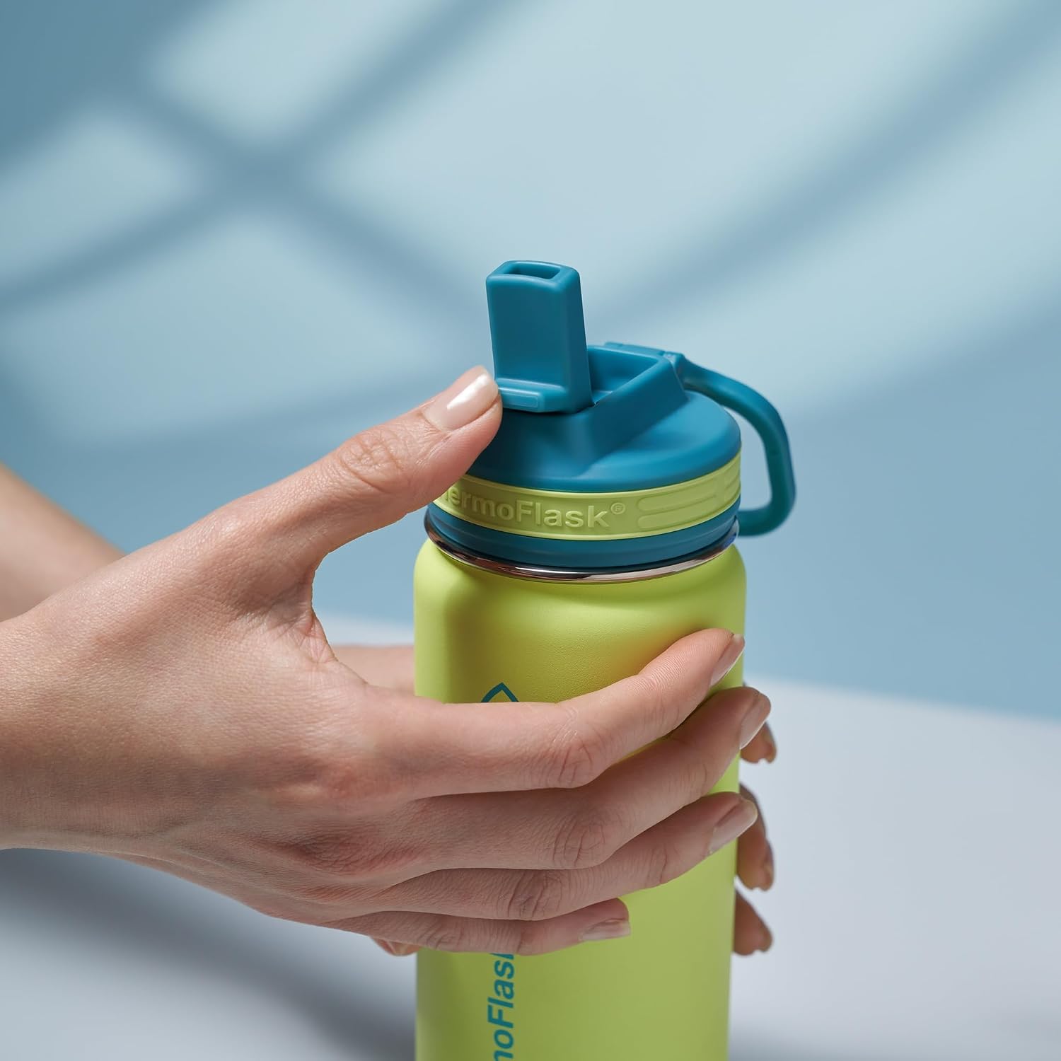 ThermoFlask Kids insulated Water Bottle, Straw Lid, 18 oz, Lime Zest