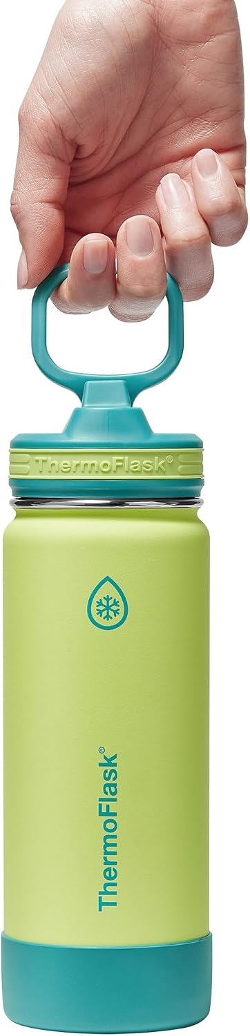 ThermoFlask Kids insulated Water Bottle, Straw Lid, 18 oz, Lime Zest