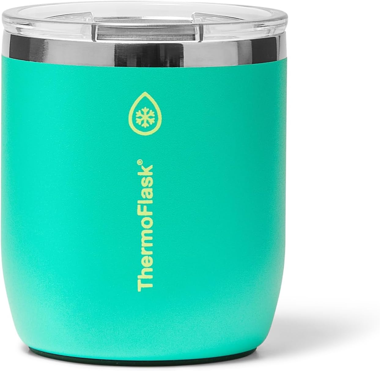 ThermoFlask Drinkware 10 oz Lowball Tumbler - Double-Wall Insulated for Cold & Hot Drinks - Lightweight & Simple with Innovative Press In Slider Lid - Modern & Durable - Screamin' Green