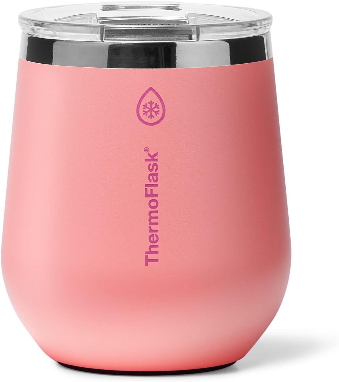 ThermoFlask Drinkware 12 oz Wine Tumbler - Double-Wall Insulated for Cold & Hot Drinks - Lightweight & Simple with Innovative Press In Slider Lid - Modern & Durable - Sunkissed Coral