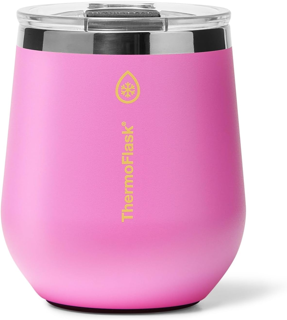 ThermoFlask Drinkware 12 oz Wine Tumbler - Double-Wall Insulated for Cold & Hot Drinks - Lightweight & Simple with Innovative Press In Slider Lid - Modern & Durable - Shocking Pink