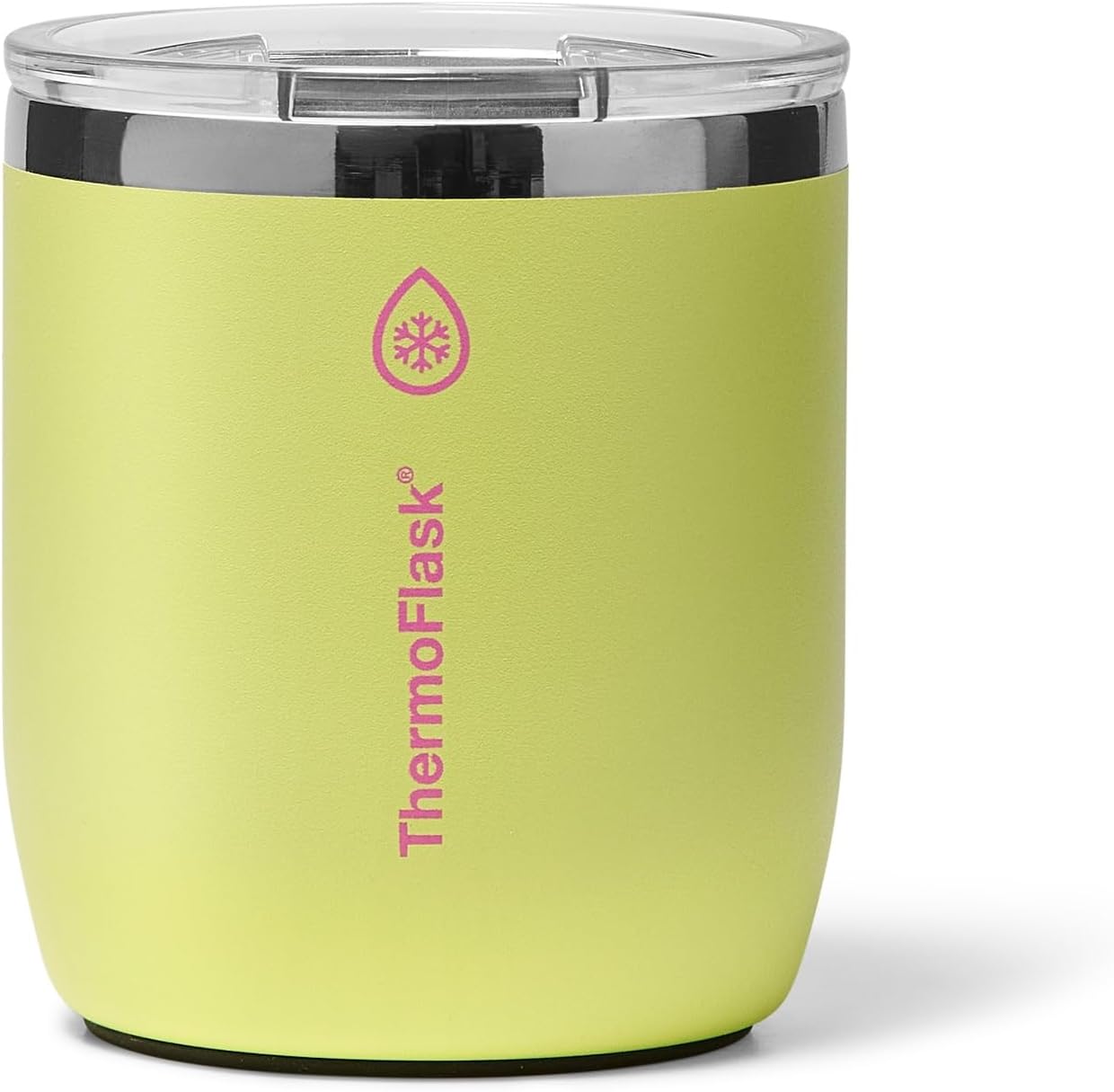 ThermoFlask Drinkware 10 oz Lowball Tumbler - Double-Wall Insulated for Cold & Hot Drinks - Lightweight & Simple with innovative Press In Slider Lid - Modern & Durable - Unmellow Yellow