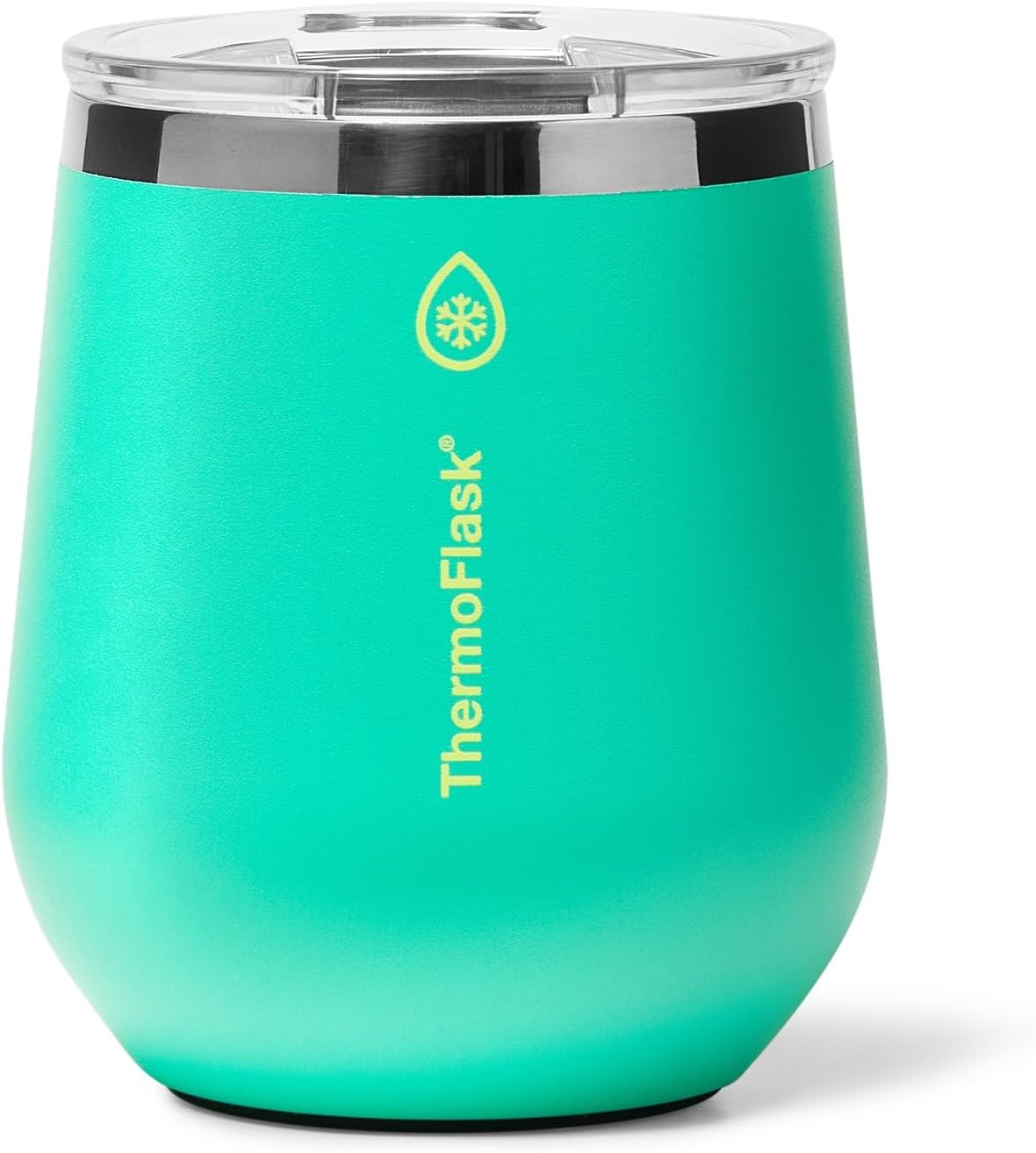 ThermoFlask Drinkware 12 oz Wine Tumbler - Double-Wall Insulated for Cold & Hot Drinks - Lightweight & Simple with Innovative Press In Slider Lid - Modern & Durable - Screamin' Green