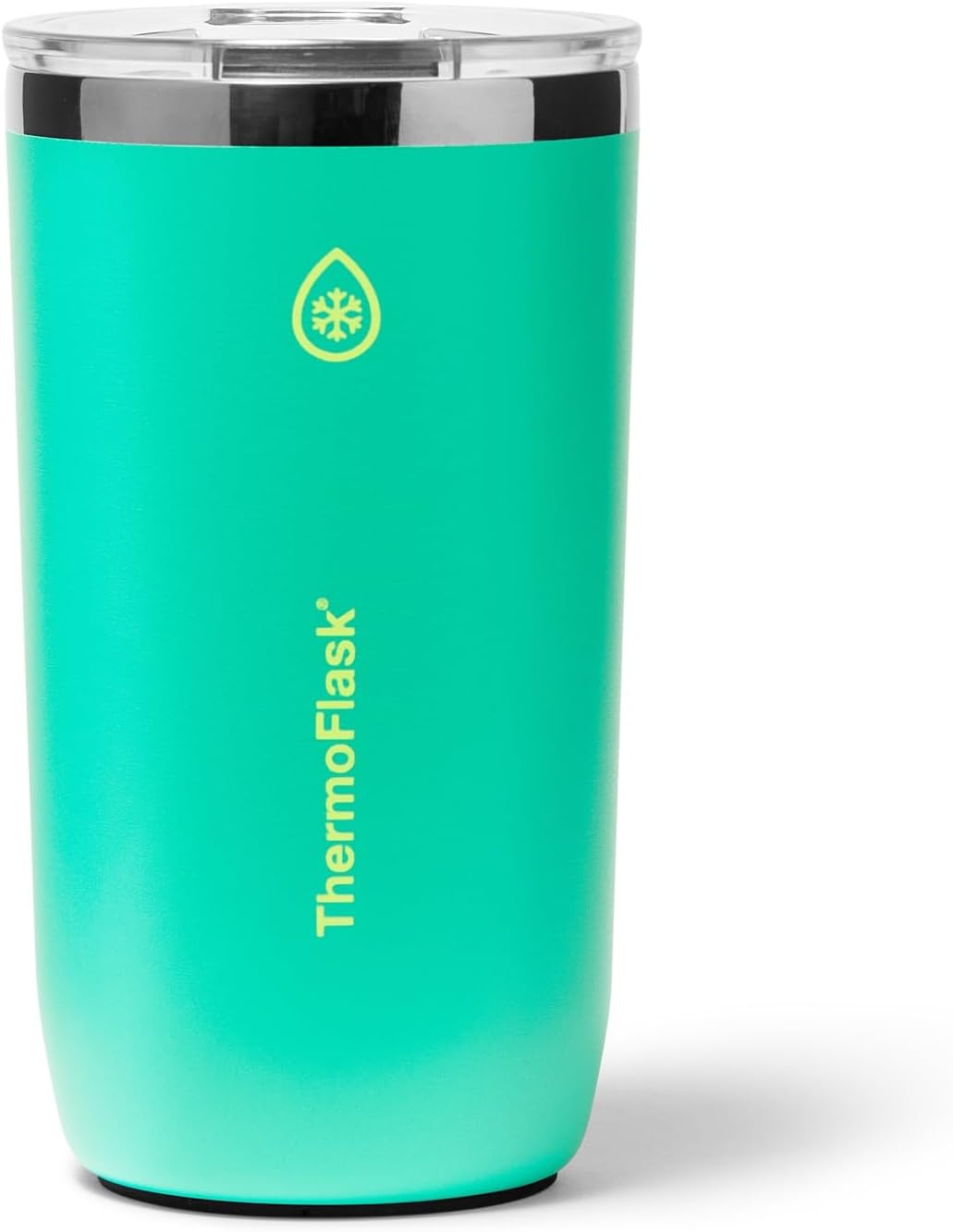 ThermoFlask Drinkware 16 oz Beer Tumbler - Double-Wall Insulated for Cold & Hot Drinks - Lightweight & Simple Cup with Innovative Press In Slider Lid - Modern & Durable -Screamin' Green