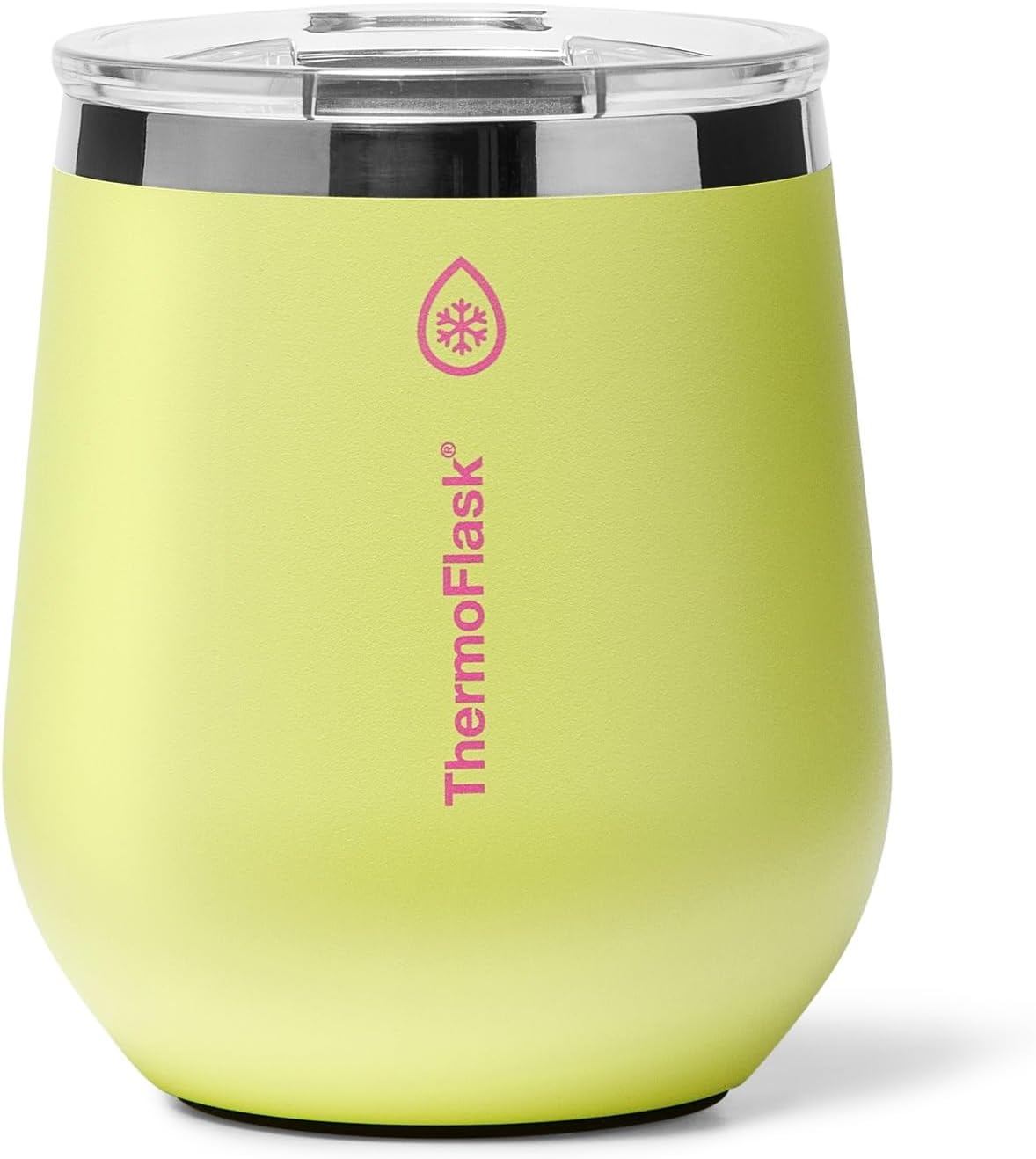 ThermoFlask Drinkware 12 oz Wine Tumbler - Double-Wall Insulated for Cold & Hot Drinks - Lightweight & Simple with Innovative Press In Slider Lid - Modern & Durable - Unmellow Yellow