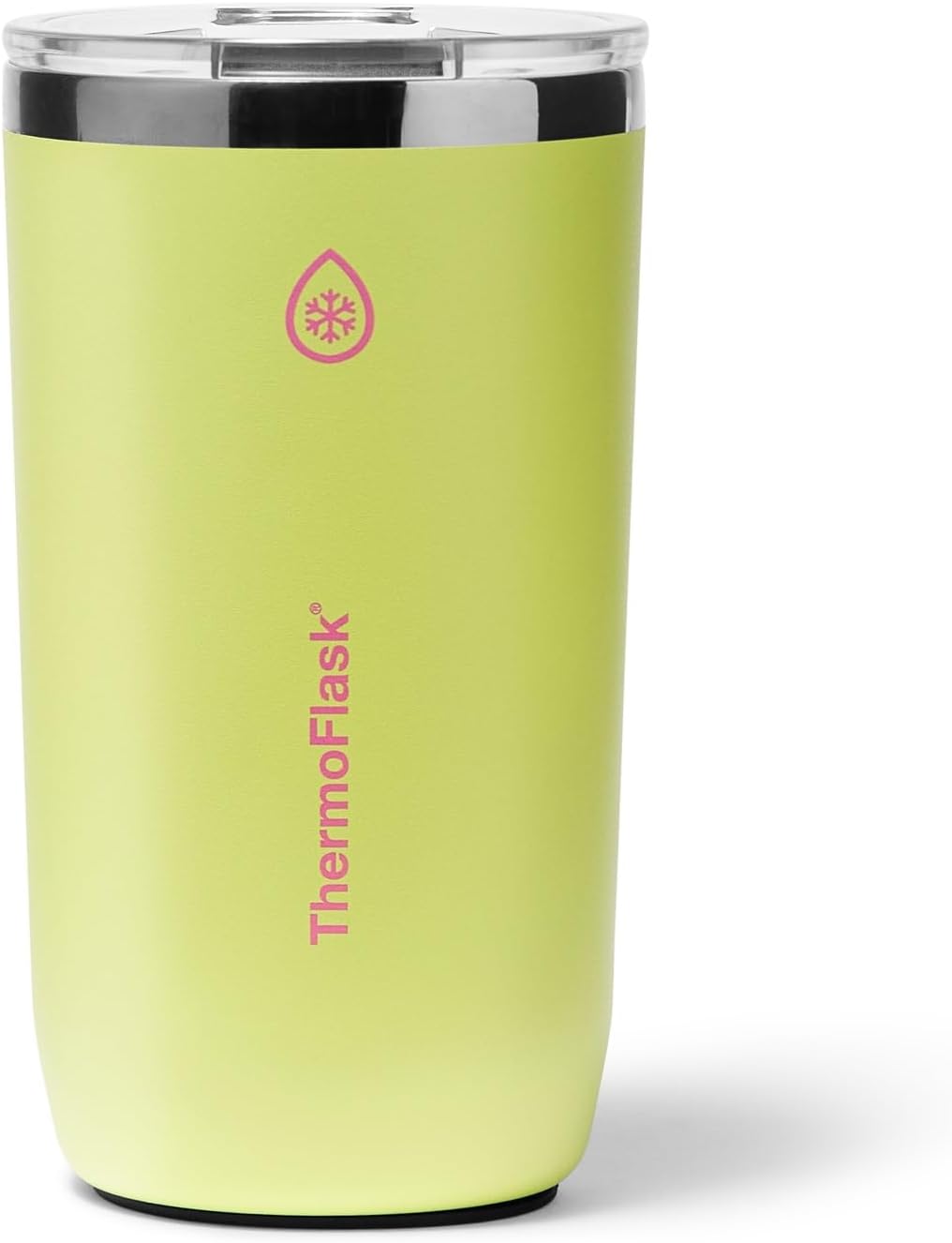 ThermoFlask Drinkware 16 oz Beer Tumbler - Double-Wall Insulated for Cold & Hot Drinks - Lightweight & Simple Cup with Innovative Press In Slider Lid - Modern & Durable - Unmellow Yellow