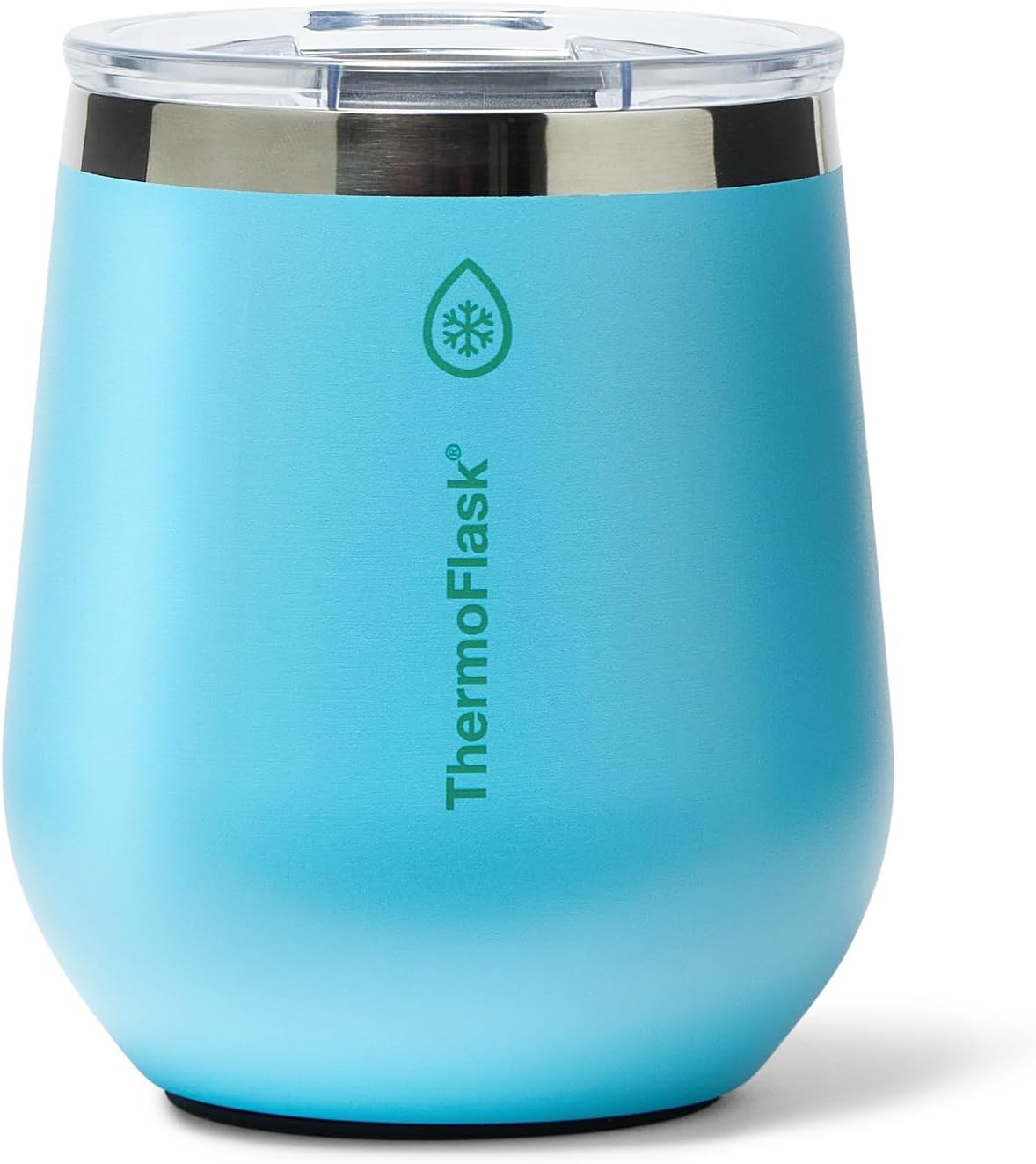 ThermoFlask Drinkware 12 oz Wine Tumbler - Double-Wall Insulated for Cold & Hot Drinks - Lightweight & Simple with Innovative Press In Slider Lid - Modern & Durable - Vivid Blue