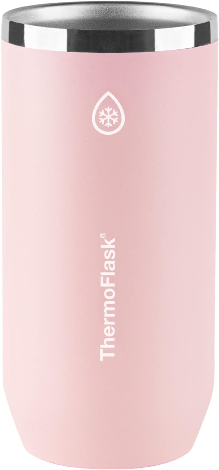 ThermoFlask Premium Quality 2-in-1 Vacuum Insulated Can Cooler Cup, Tall Size, 16 Ounce, Pink Salt