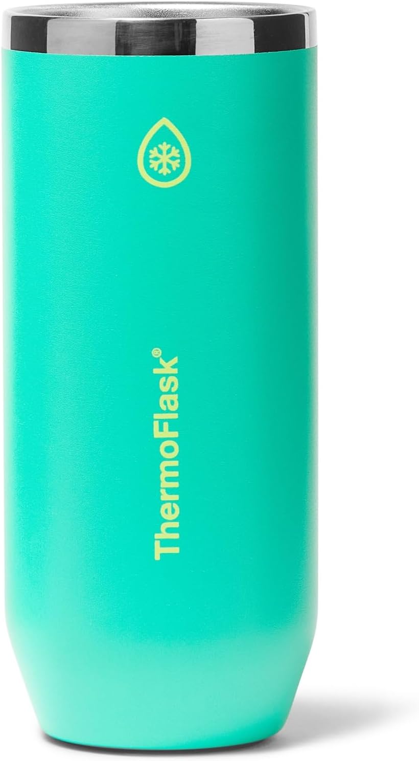 ThermoFlask 12 oz Slim Can Cooler - 2-in-1 Insulated Cup - Durable, Stainless Steel with Non-Slip Base - Dishwasher-Safe - Screamin' Green