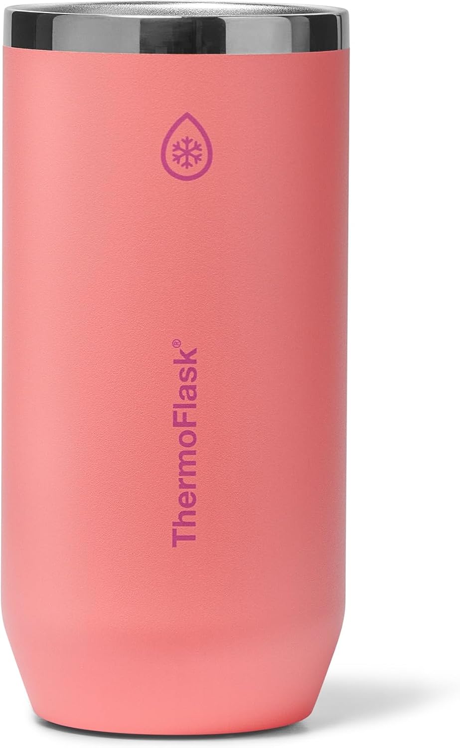 ThermoFlask 16 oz Tall Can Cooler - 2-in-1 Insulated Cup - Durable, Stainless Steel with Non-Slip Base - Dishwasher-Safe - Sunkissed Coral