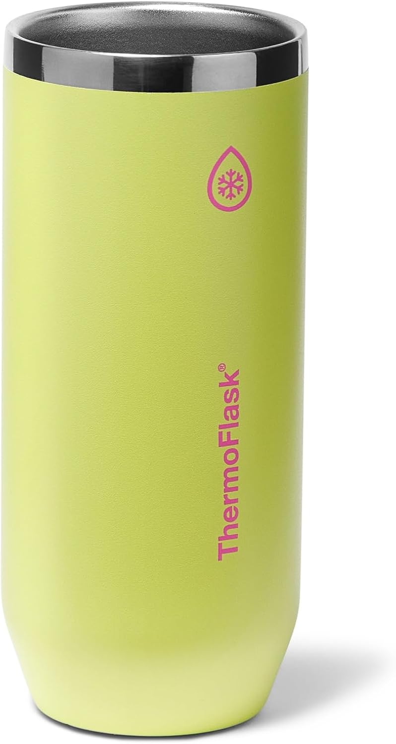 ThermoFlask 12 oz Slim Can Cooler - 2-in-1 Insulated Cup - Durable, Stainless Steel with Non-Slip Base - Dishwasher-Safe - Unmellow Yellow