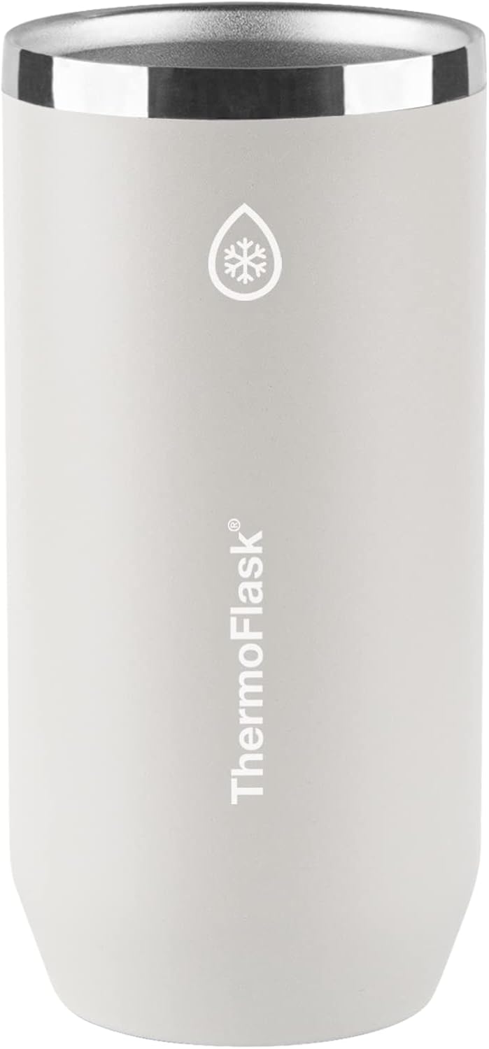 ThermoFlask Tall Can Cooler - 2-in-1 Insulated Can Cooler Cup - Durable Stainless Steel Cooler with Non-Slip Base - Dishwasher-Safe Beverage Can Cooler - 16 oz, Ultimate Gray